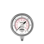 Manómetro Winters Serie PFP-ZR Premium STABILIZR®, dial 4", 0/30 psi & 0/2 bar, 1/2" NPT inferior, caja Ac. Inox. 304., internos Ac. Inox. 316, clase 1%, aro bayoneta.